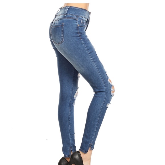 Blue Denim Stretch Jeans - Picture 3 of 3